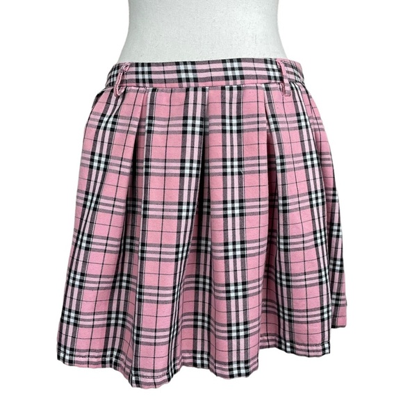 Unbranded Pink Plaid Pastel Dark Academia School Girl Pleated Mini Skirt Barbie - Picture 1 of 6